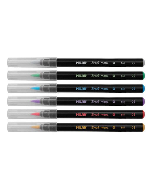 Caixa de 6 Marcadores com Ponta de Pincel - Cores Metalizadas Multicolor-2