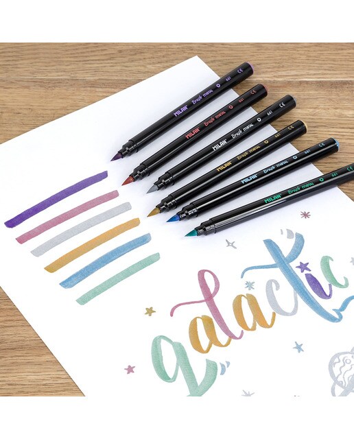 Caixa de 6 Marcadores com Ponta de Pincel - Cores Metalizadas Multicolor-5