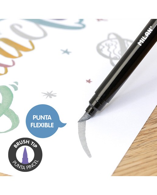 Caixa de 6 Marcadores com Ponta de Pincel - Cores Metalizadas Multicolor-7