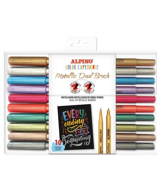 Estojo de 10 Canetas de Feltro Metallic Dual Brush Lettering 1