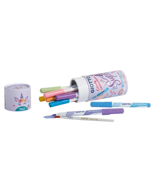 Frasco de marcadores 12 unidades Turbo Soft Brush Candy Collection Giotto, cores pastel Multicolor-3