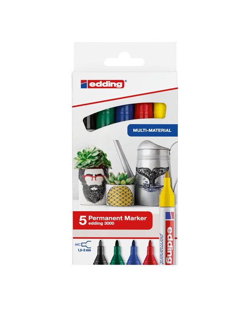 Conjunto de 5 marcadores edding 3000 cores clássicas Multicolor-1