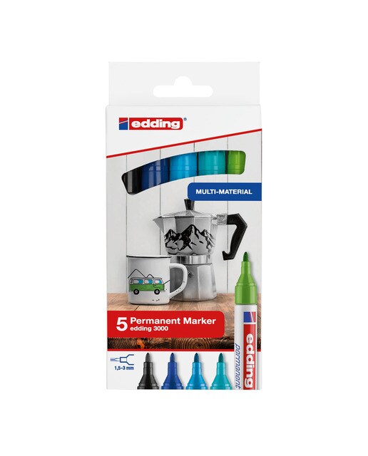 Conjunto de 5 marcadores edding 3000 cores fixes edding Multicolor-1
