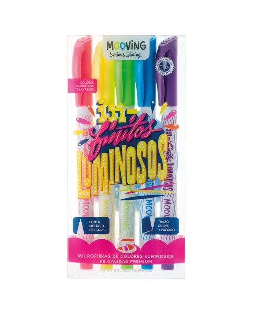 5 marcadores microfibras luminosos Mooving Transparente-1