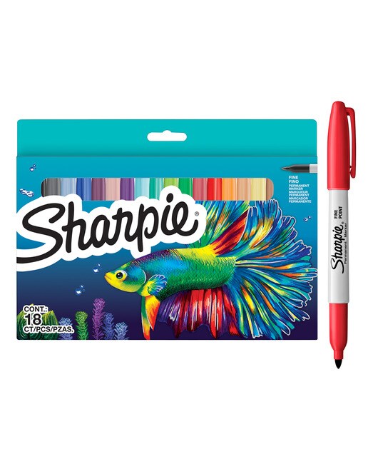 Caixa de 18 canetas de FeltroPermnente Sharpie Fine - Multicolor Multicolor-1