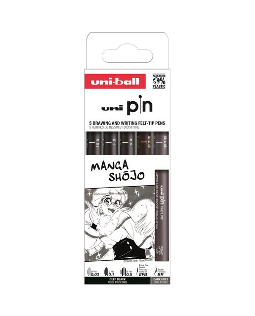 Imagem 0 de CONJUNTO 5 peças calibradas desenho mangá Shojo UNI-BALL PIN