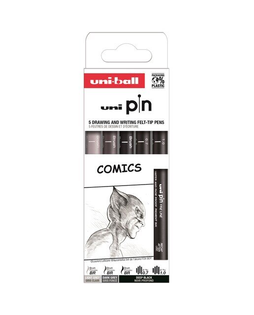 Imagen 0 de SET 5 piezas calibrados dibujo Comics UNI-BALL PIN