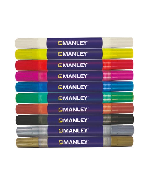 Caixa de 10 Marcadores acrílicos dupla ponta Manlee Multicolor-2