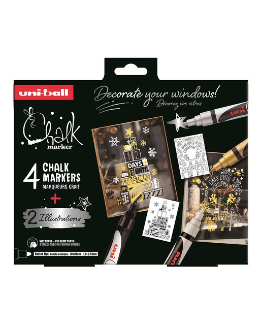 Marcadores tiza líquida 1,8 - 2,5 mm Chalk set Scandinavian 4P Uni-Ball Multicolor-1