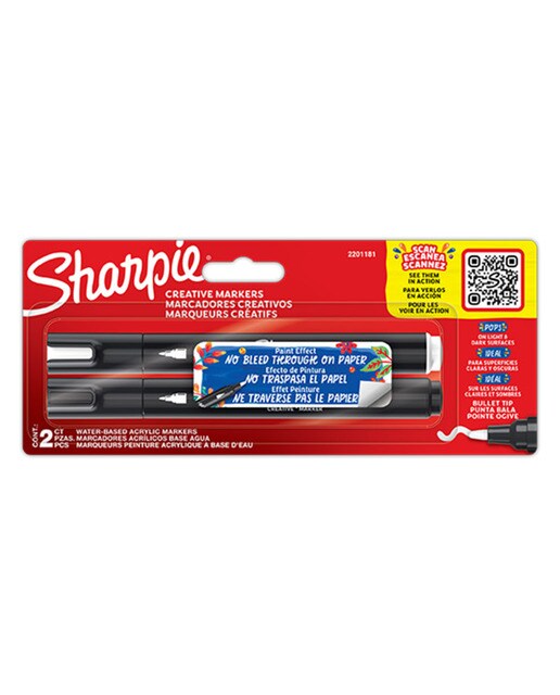 Imagem 0 de Marcadores de pintura acrílica Sharpie ponta redonda 2 unidades branco preto