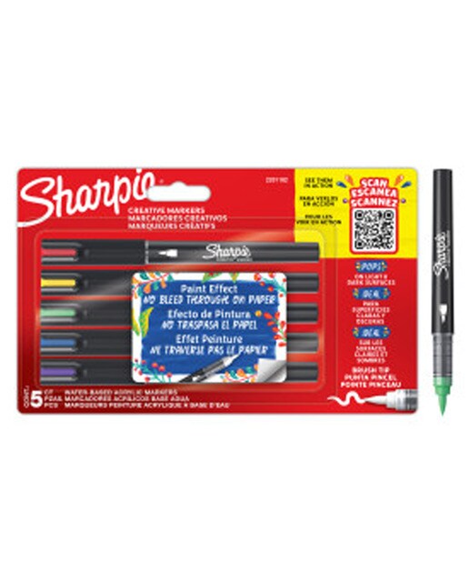 Marcadores de pintura acrílica Sharpie ponta pincel 5 unidades cores - Artigo Sortido. Envio realizado de forma aleatória Multicolor-2