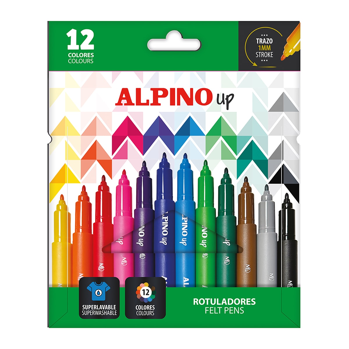 Estojo de 12 canetas de feltro Alpino Up com ponta de 1 mm e 12 cores 1