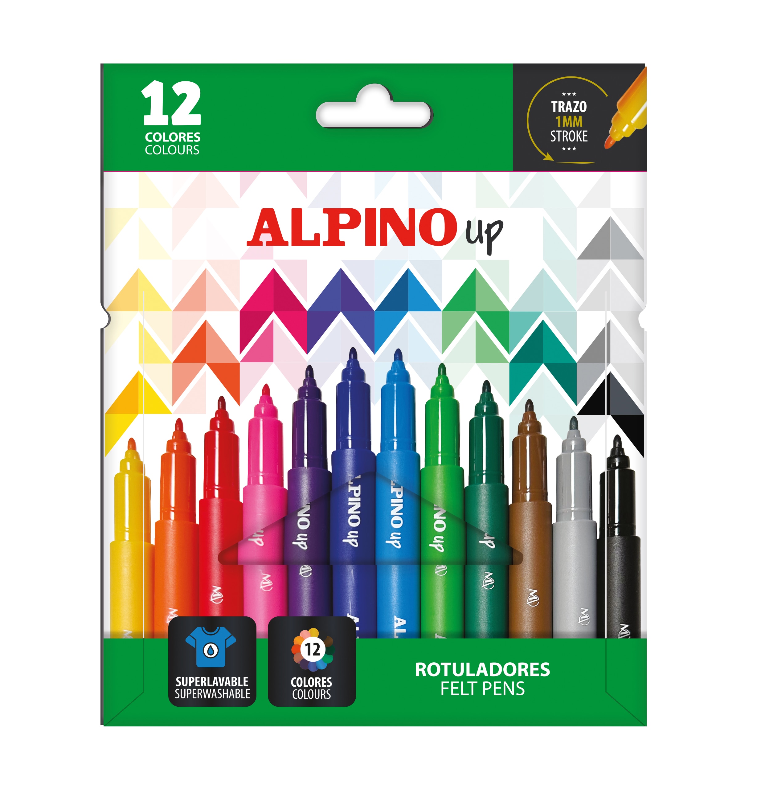 Pack 12 rotuladores Alpino Up punta 1mm 12 colores 2