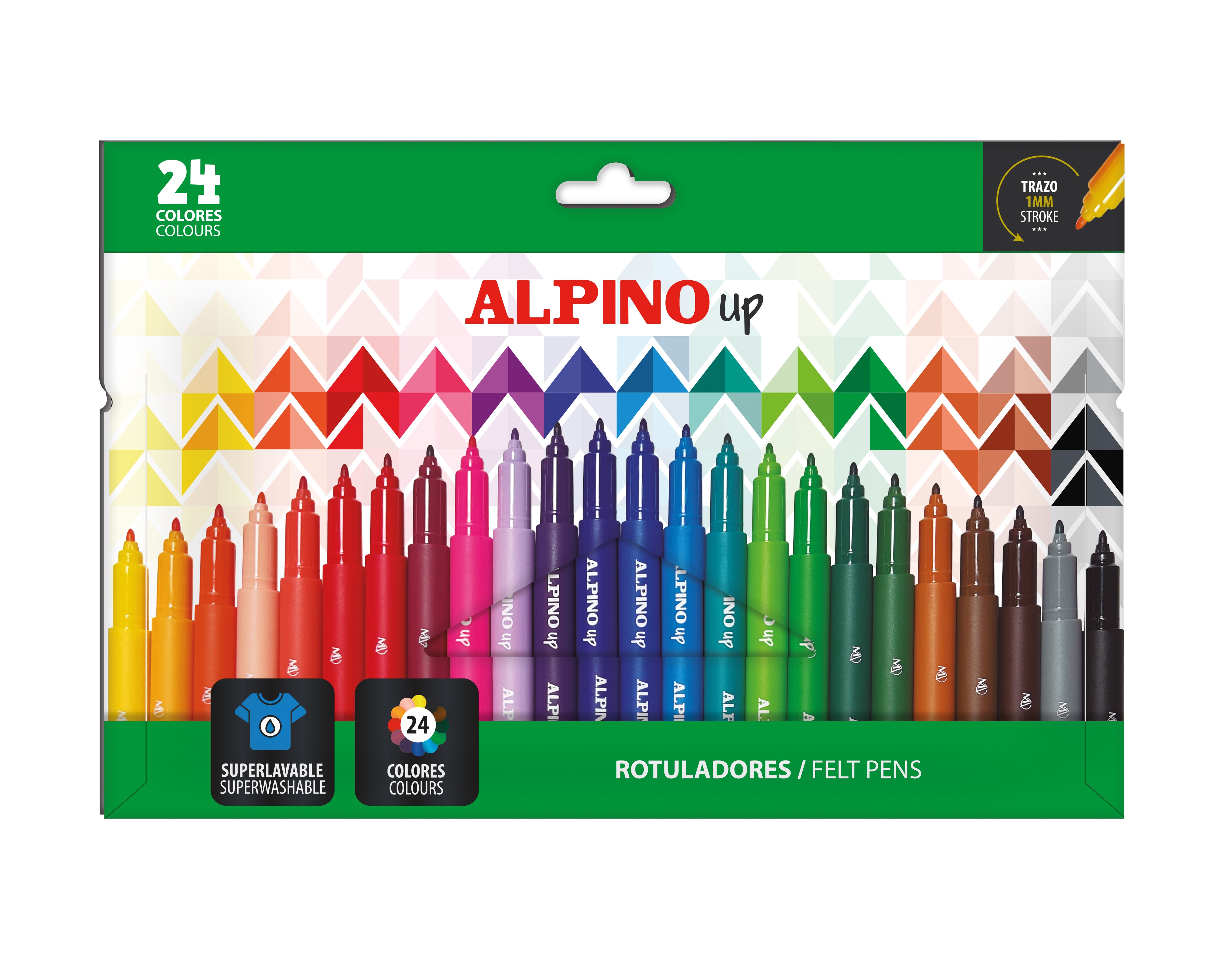 Pack 24 rotuladores Alpino Up punta 1mm 12 colores 2