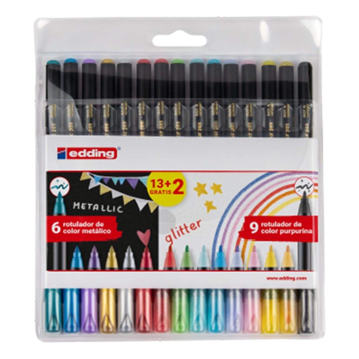 Imagen 0 de Pack con 15 unidades Edding 1200 surtido con colores metálicos y gliter