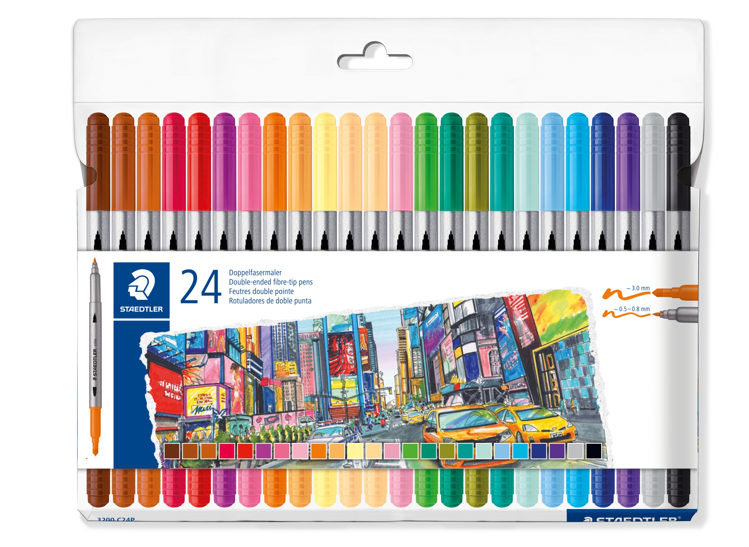 Imagem 0 de Conjunto de 24 marcadores de ponta dupla STAEDTLER 3200
