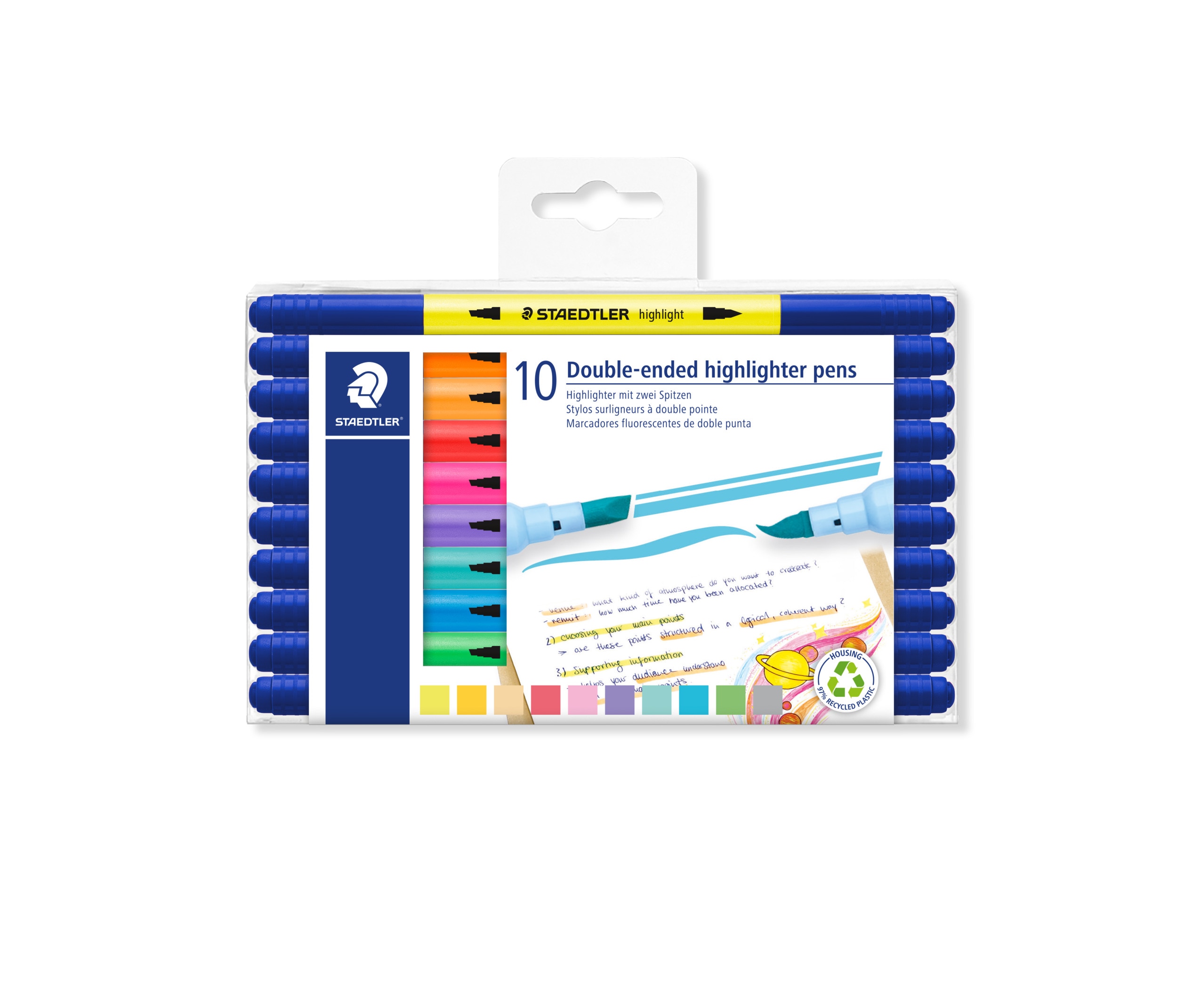 Estojo 10 marcadores dupla ponta fluorescente STAEDTLER sortidas Multicolor-1