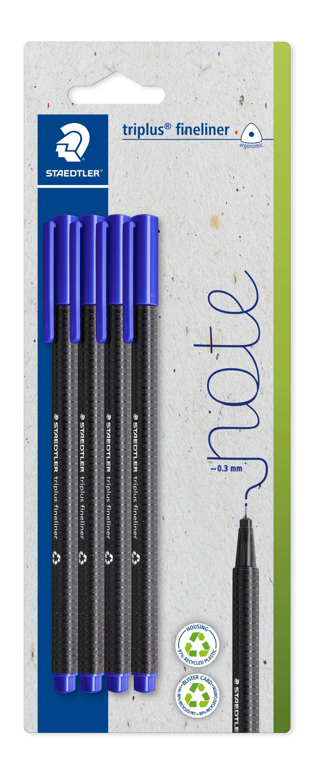 Imagen 0 de Blíster 4 rotuladores triplus fineliner STAEDTLER  334 azul