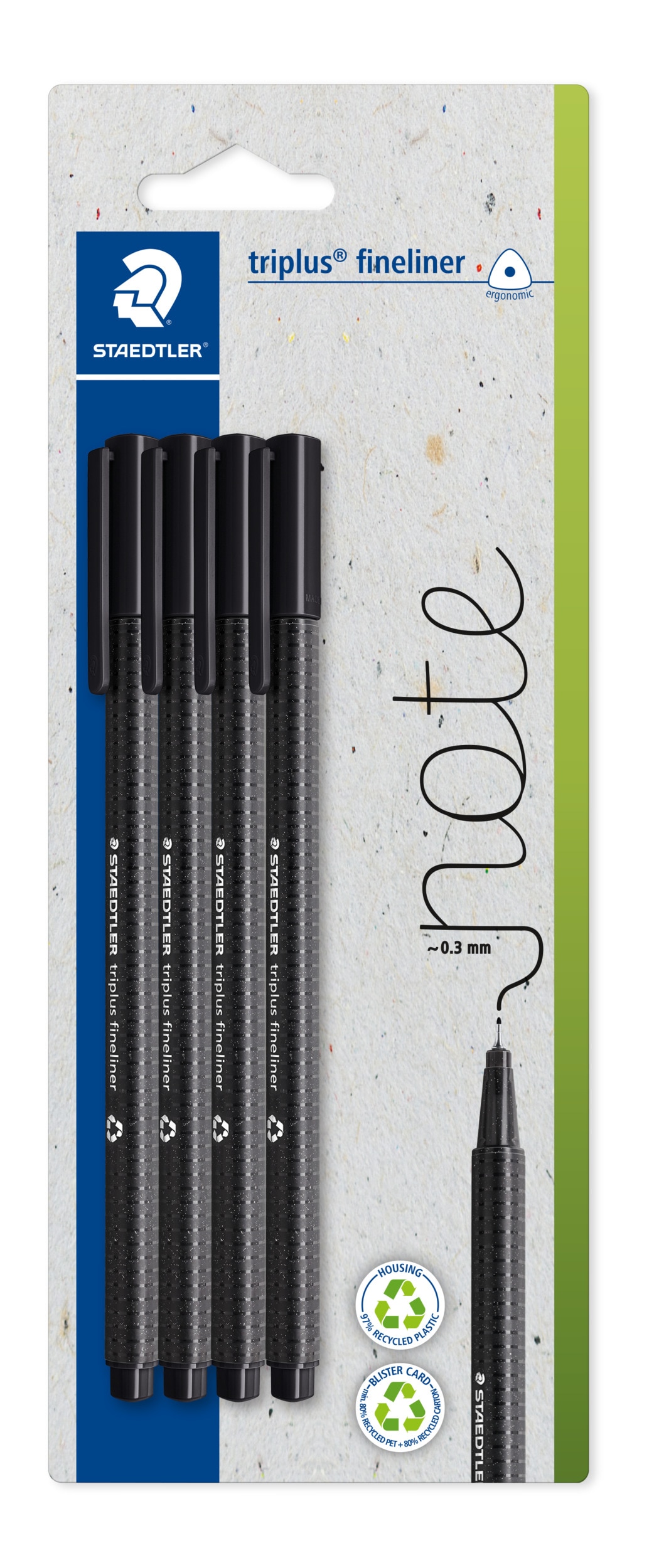 Conjunto de 4 marcadores triplus fineliner 334 STAEDTLER preto Preto-1