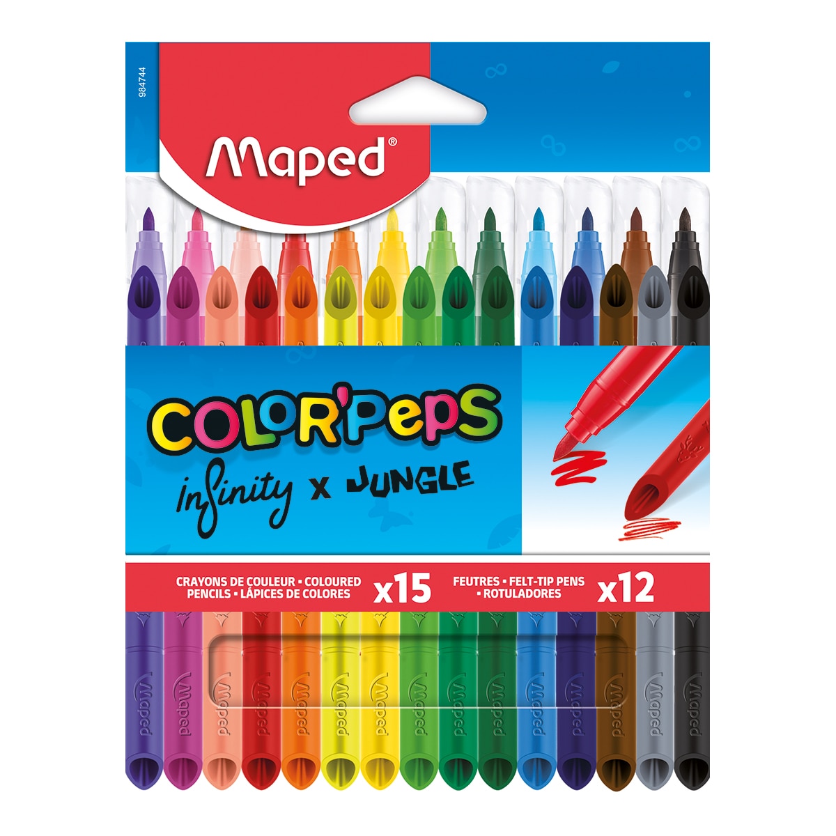 Imagen 0 de Pack rotuladores Jungle x12 + lápices Infinity x15 Maped multicolor.
