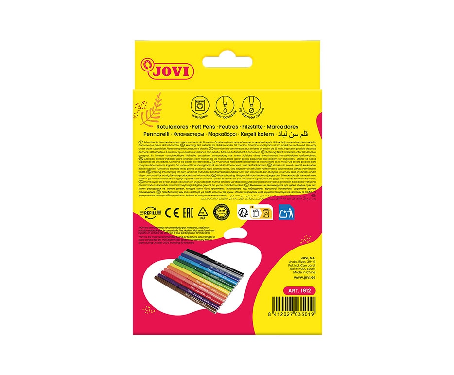 Pack de 12 rotuladores FELT PEN trazo fino colores surtidos Multicolor-2