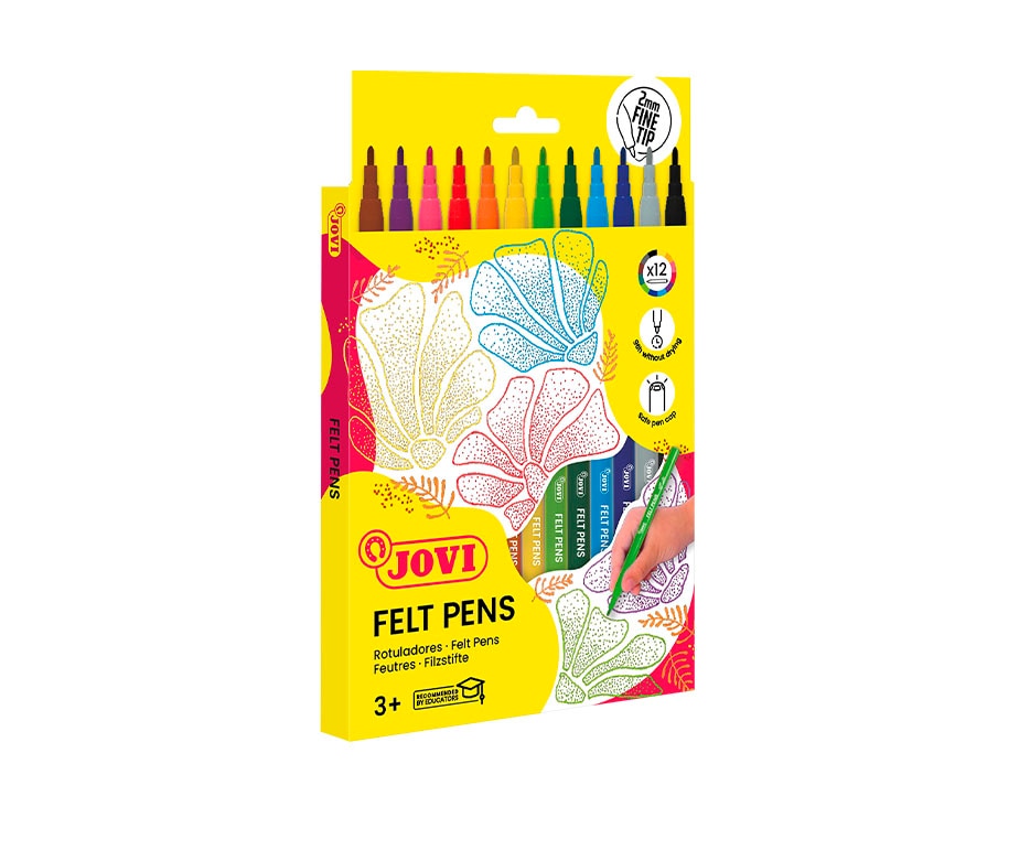 Pack de 12 rotuladores FELT PEN trazo fino colores surtidos Multicolor-3