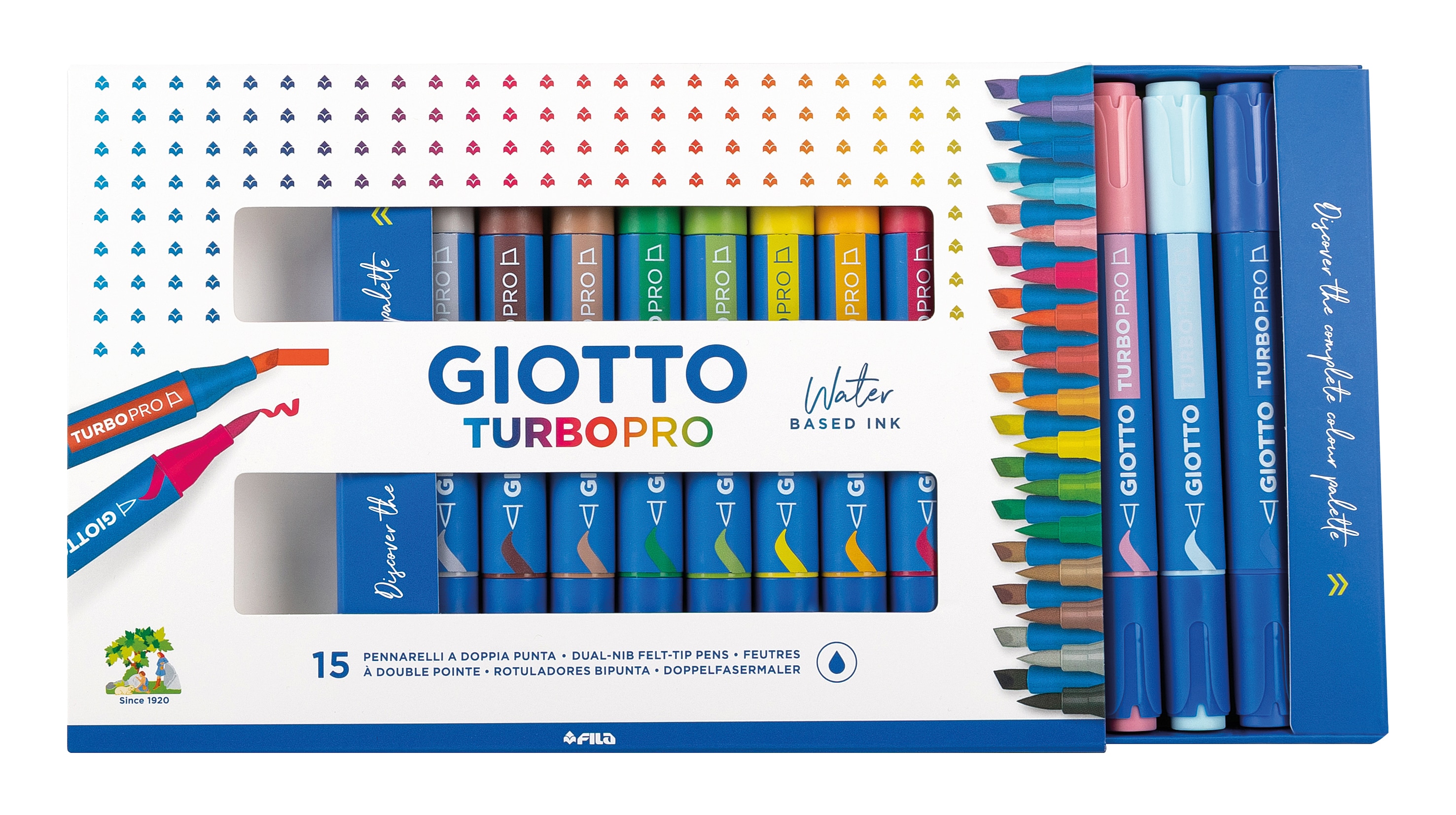 Rotuladores de doble punta, forma redonda, 15 unidades, Turbo Pro GIOTTO, colores surtidos Multicolor-2
