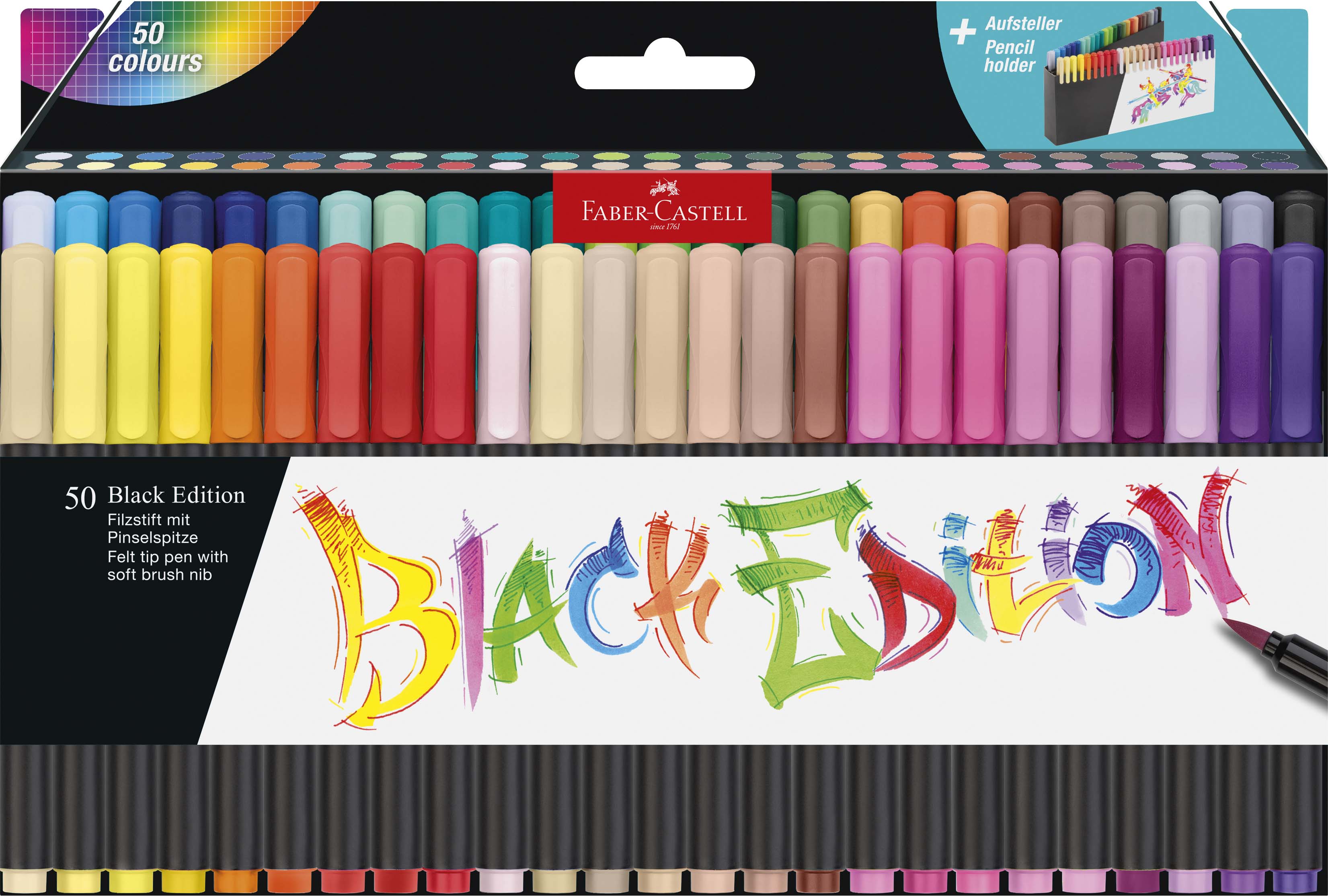 Imagem 0 de Estojo suporte para 50 marcadores com ponta de pincel Black Edition Faber-Castell
