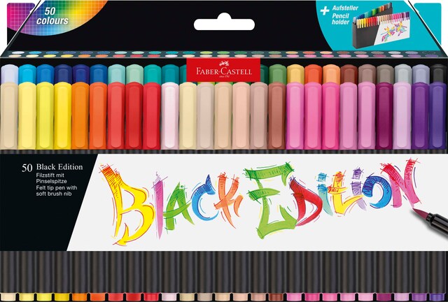 Imagen 0 de Estuche soporte 50 rotuladores punta pincel Black Edition Faber-Castell