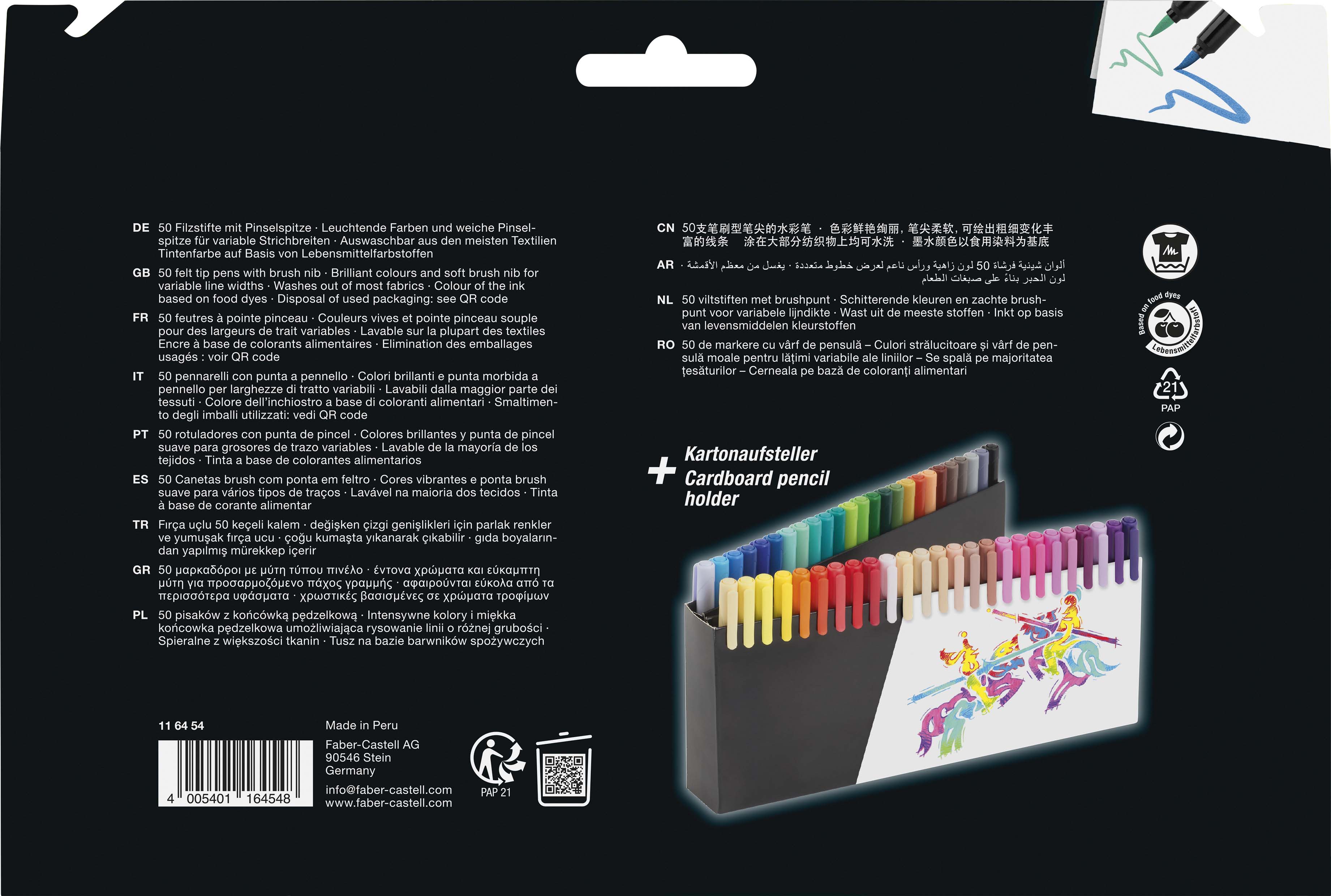 Pack de 50 rotuladores punta pincel Black Edition Faber-Castell Multicolor-3
