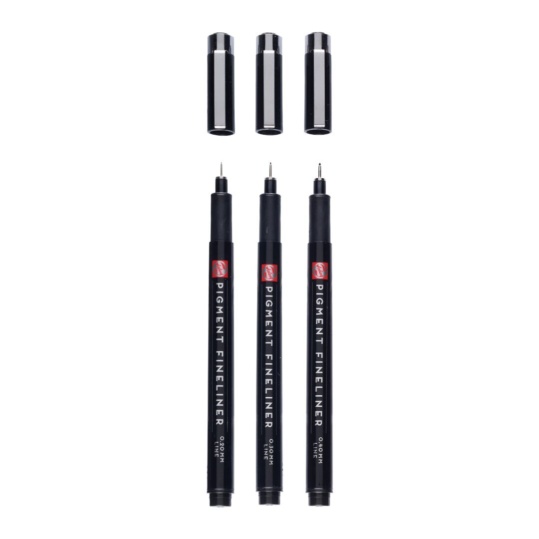 Conjunto de 3 Marcadores de Ponta Fina Talens Preto Multicolor-2