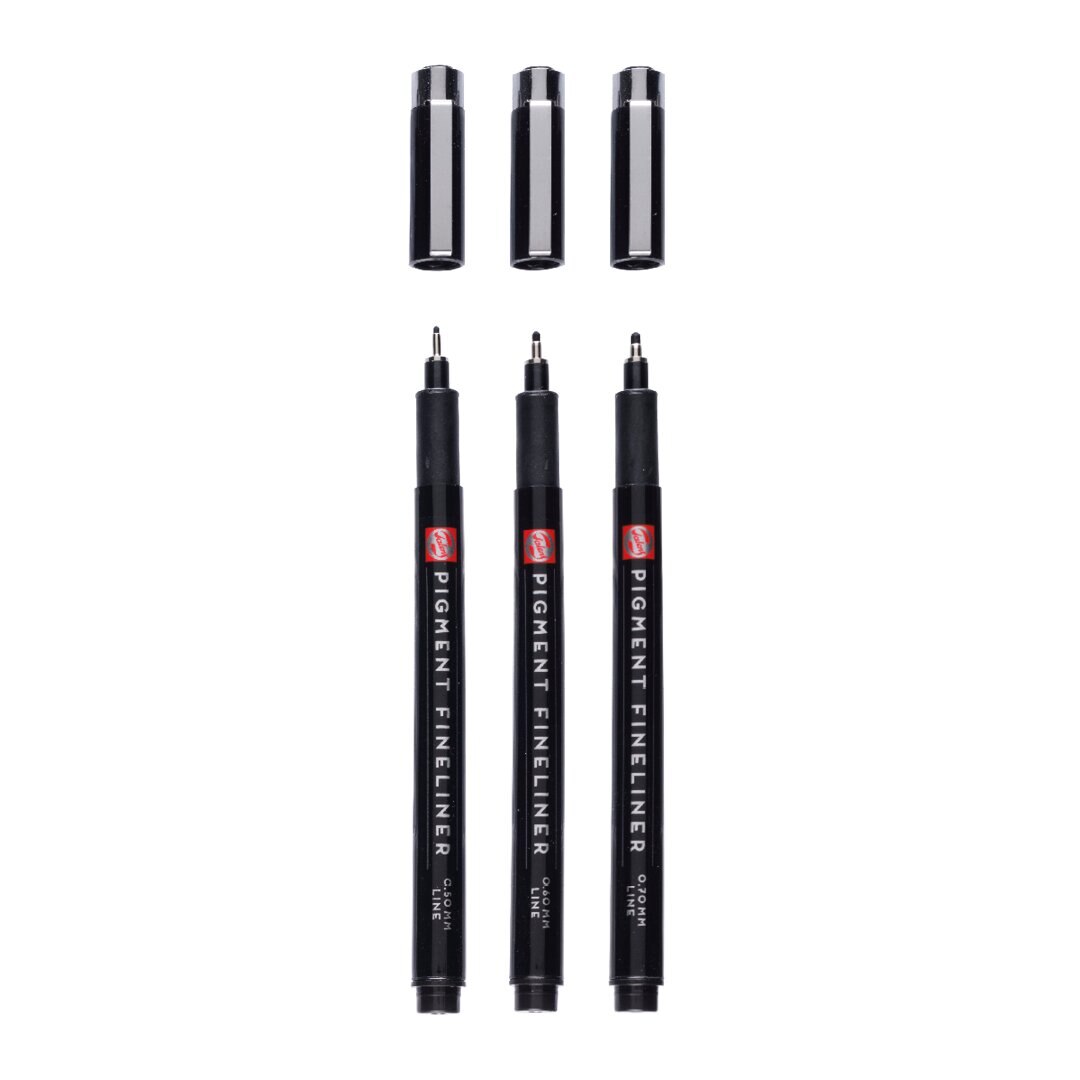 Conjunto de 3 Marcadores de Ponta Grossa Talens Preto Multicolor-2