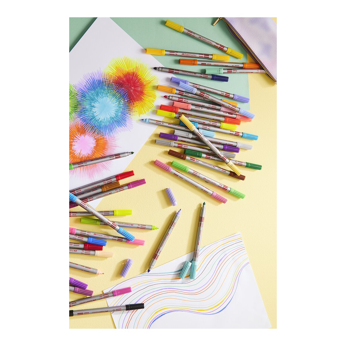 Marcador Faber-Castell Ponta Dupla Fibre-Tip - 10 Unidades Multicolor-3