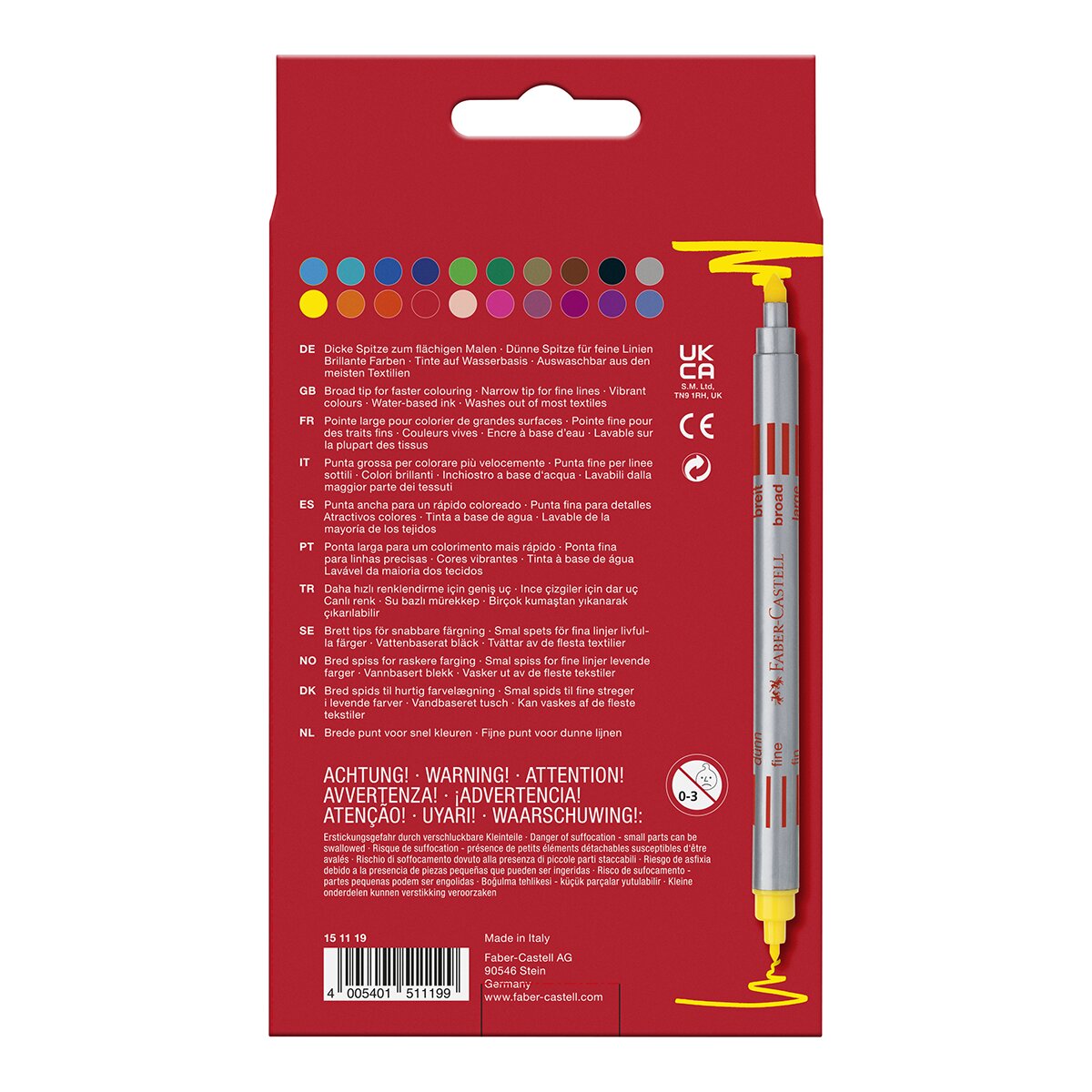 Marcadores Duplos Ponta 20 Cores Faber-Castell Multicolor-2