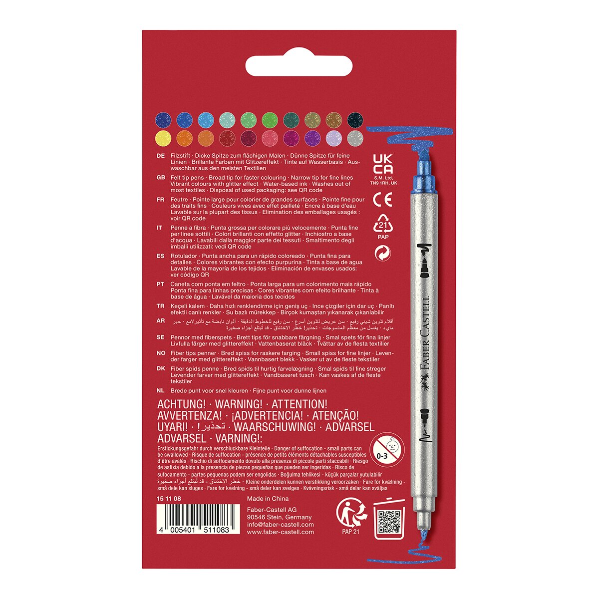 Marcador Faber-castell Dupla Ponta Glitter 20 Cores Multicolor-2