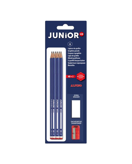 Blister de 6 lápis + 1 afia + 1 borracha Alpino Junior 1