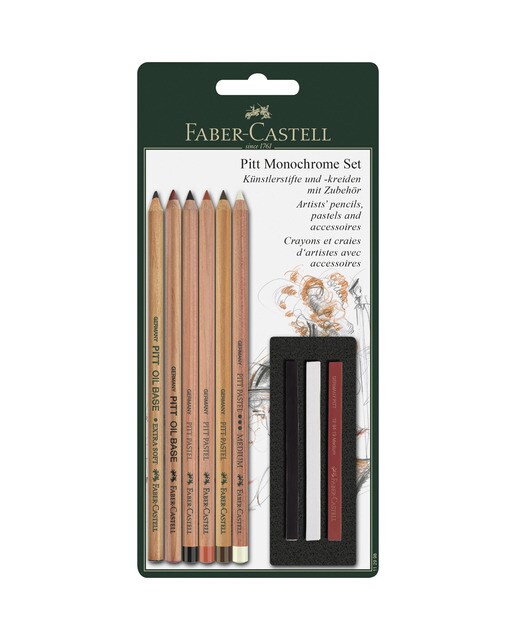 Blister Pitt Monochrome 6 Lápis mais 3 Gizes Pitt Multicolor-1