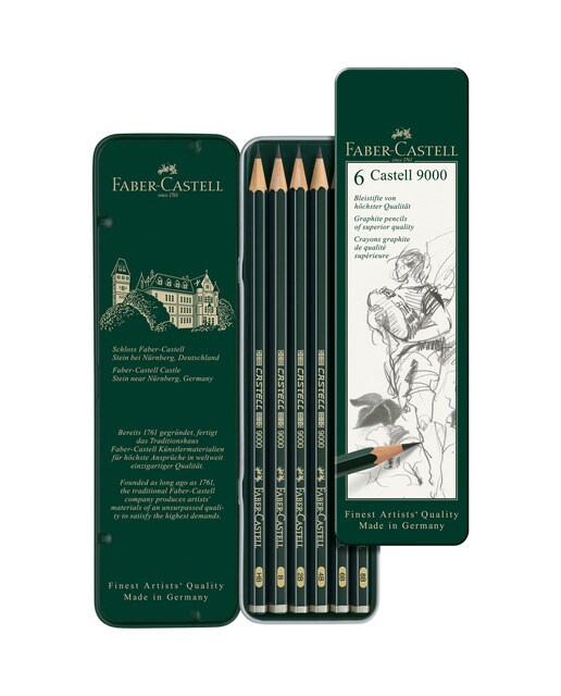 Estojo de 6 Lápis CASTELL 9000 Faber-Castell Preto-1