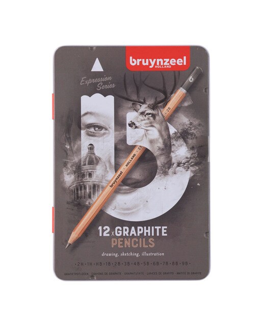 Imagen 0 de Caja de Metal con 12 Lápices de Grafito Expression de Diferentes Durezas  Bruynzeel Multicolor