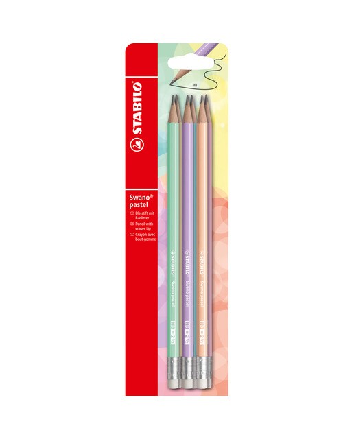 Estojo com 6 Lápis de Grafite com Borracha Swano - Pastel Multicolor Multicolor-1