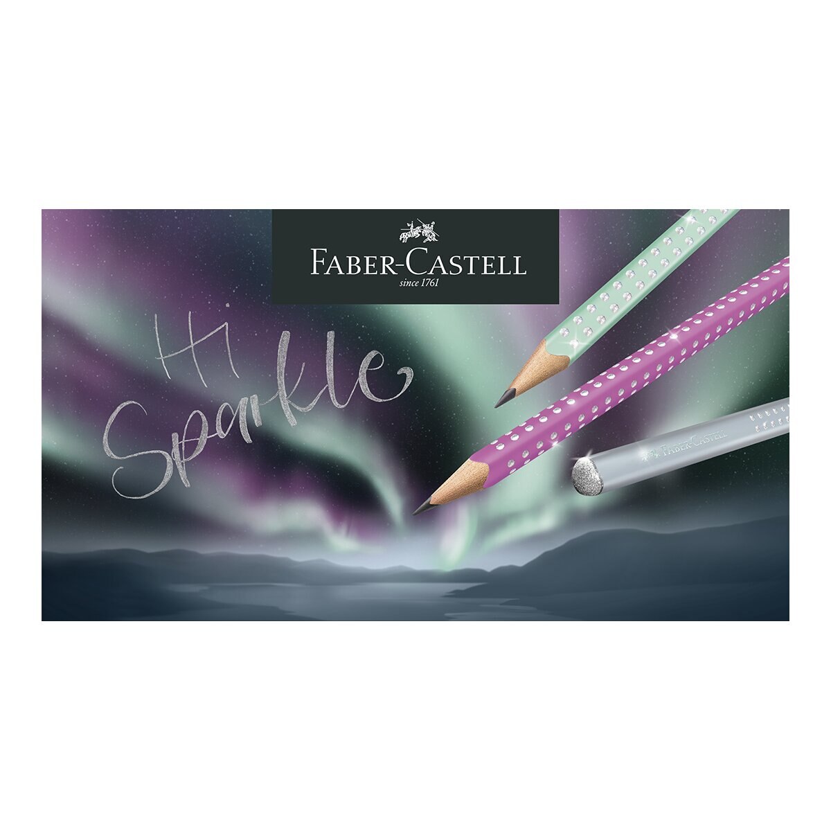 Lápiz Sparkle con acabado perlado y tapón brillante Faber-Castell color verde menta 4