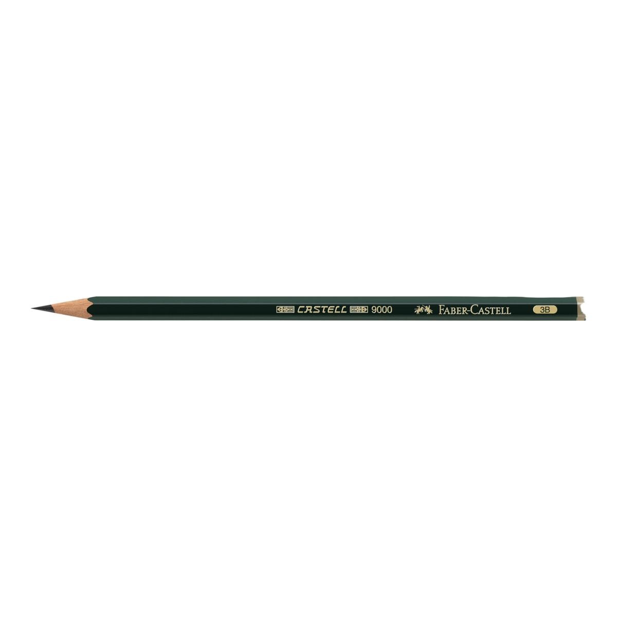 Lápiz grafito Castell 9000 graduación 3B Faber-Castell. Verde-2