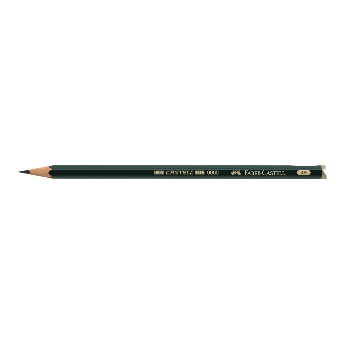 Lápiz grafito Castell 9000 graduación 4B Faber-Castell. Verde-2