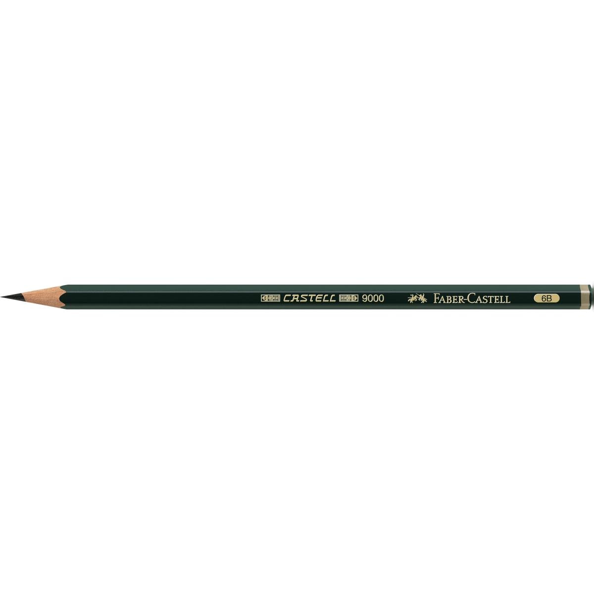 Lápiz grafito Castell 9000 graduación 6B Faber-Castell. Verde-2