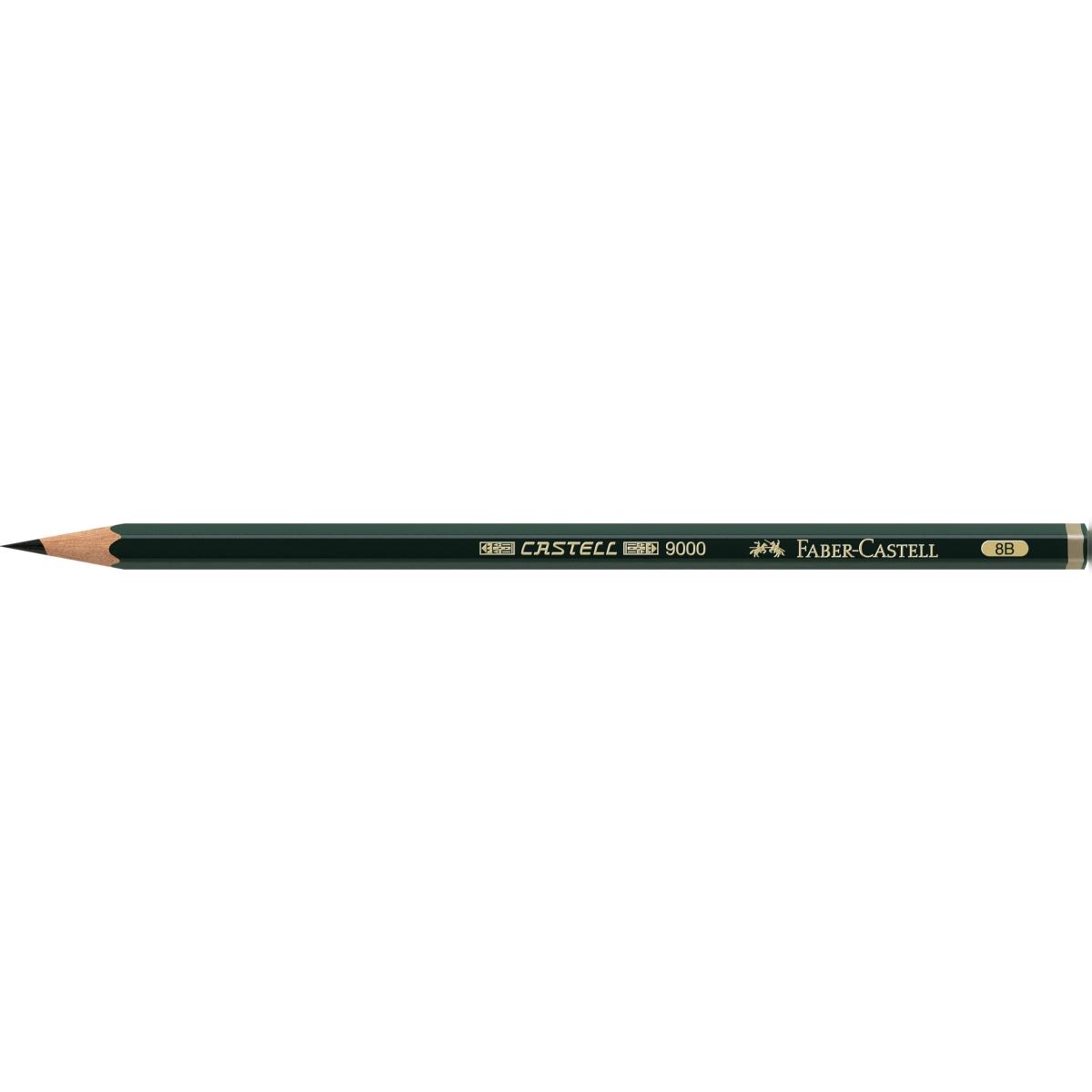 Lápiz grafito Castell 9000 graduación 8B Faber-Castell. Verde-2