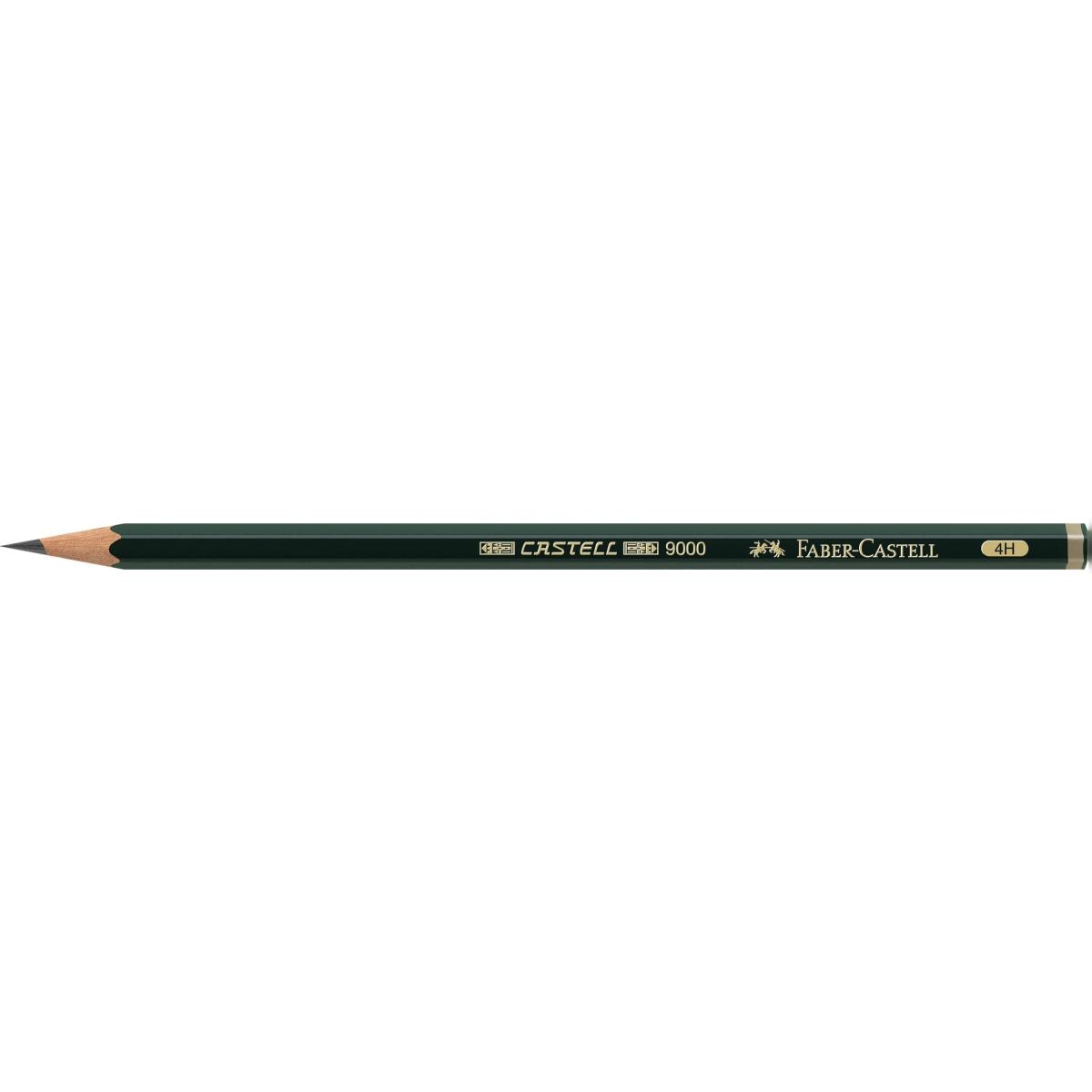Lápiz grafito Castell 9000 graduación 4H Faber-Castell. Verde-2