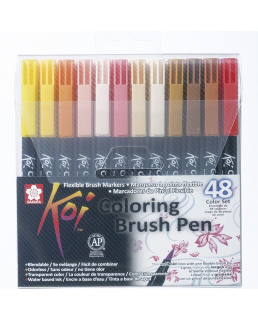 Conjunto de Quarenta e Oito Marcadores Aguareláveis com Ponta de Pincel Sakura Koi Multicolor Multicolor-1