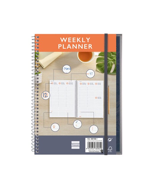 Agenda sin fechar Mytime E10 - 155x212 mm semana vista vertical Finocam internacional multilingüe 1