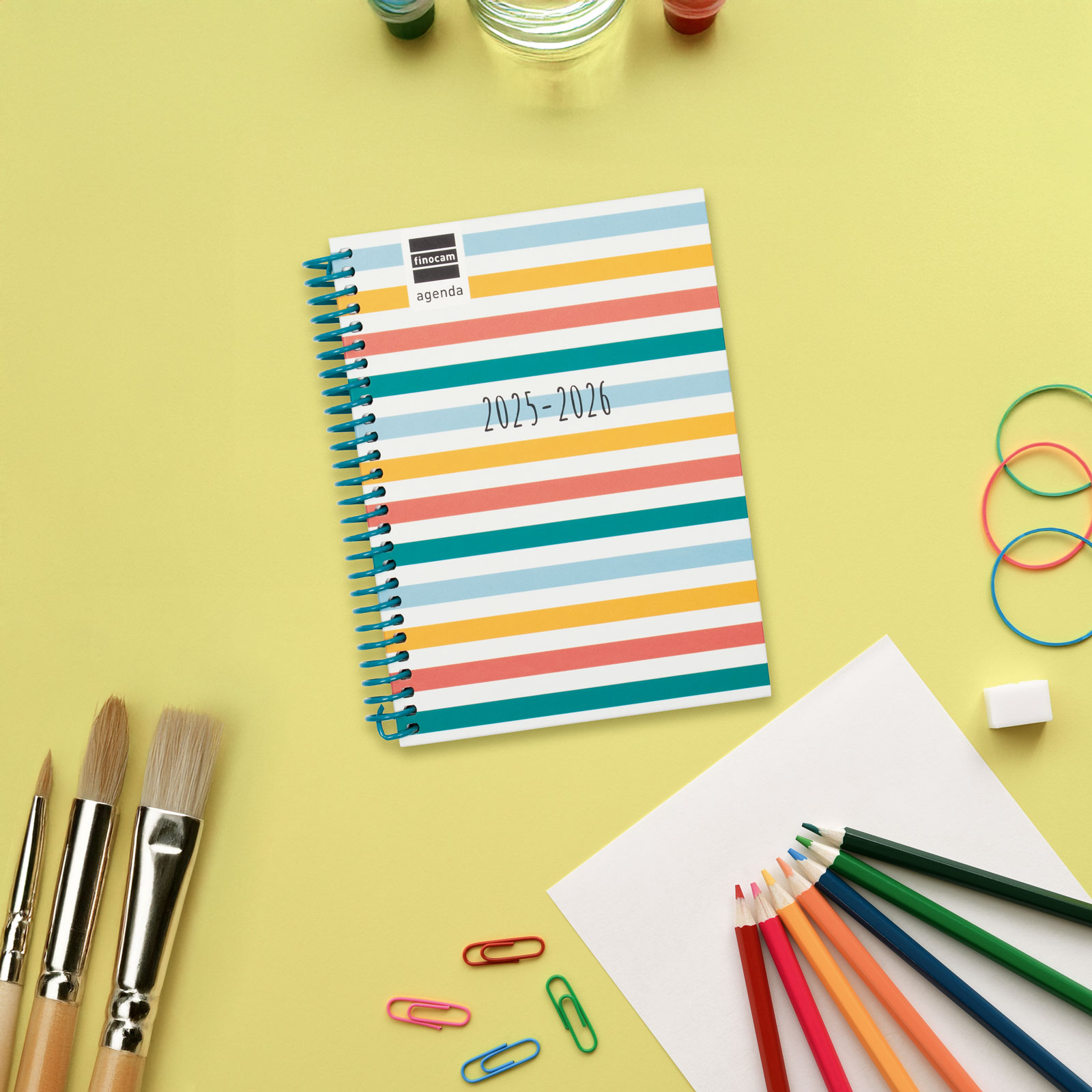Agenda curso 2025-2026 Diva 1/8-120x164 mm semana vista horizontal Colors Finocam multilingüe 2