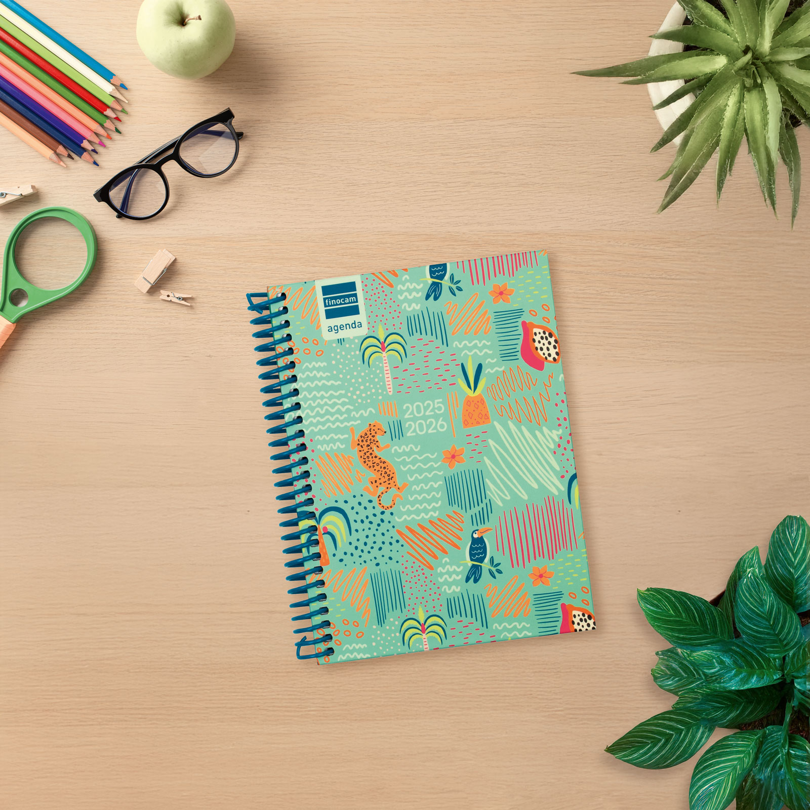 Agenda curso 2025-2026 Diva 1/8-120x164 mm semana vista horizontal Selva Finocam multilingüe Multicolor-2